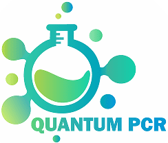 Logo of Quantum PCR featuring a stylized flask and green liquid.